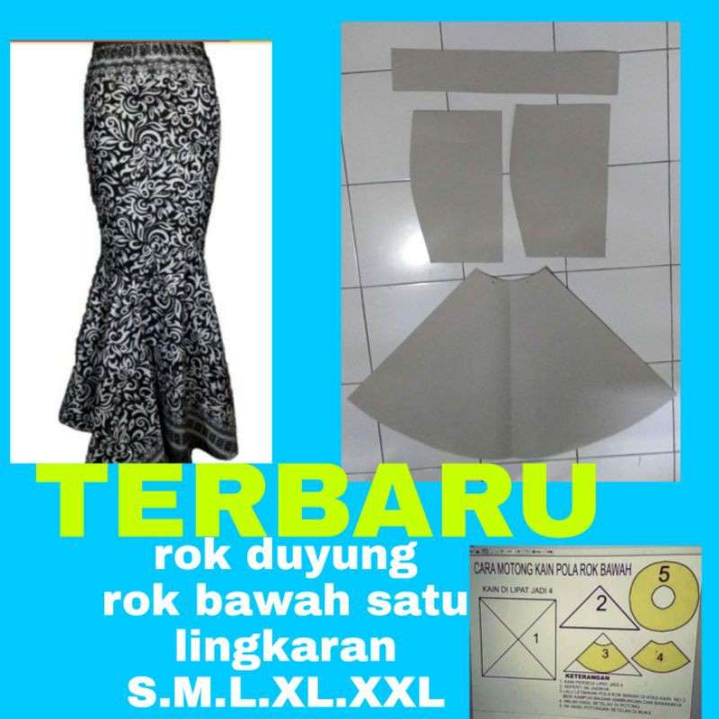 pola instan rok duyung rok 1 lingkaran