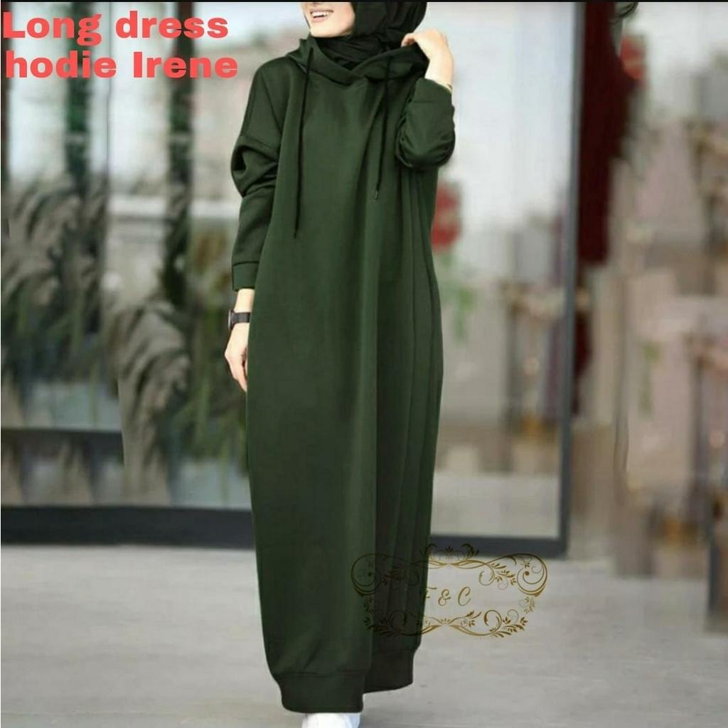 PCS LONG DRESS IRENE HOODIE BAHAN BABYTERRY FE PAKAIAN WANITA DRESS 3 UKURAN M L XL FE