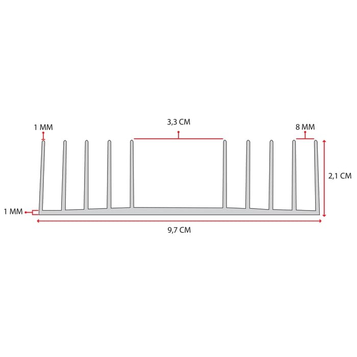 HEATSINK JENGKOL 8 TR PENDINGIN JENGKOL 8 TRANSISTOR 5 SIRIP 30 CM LUBANG HEATSING ELEKTRONIK