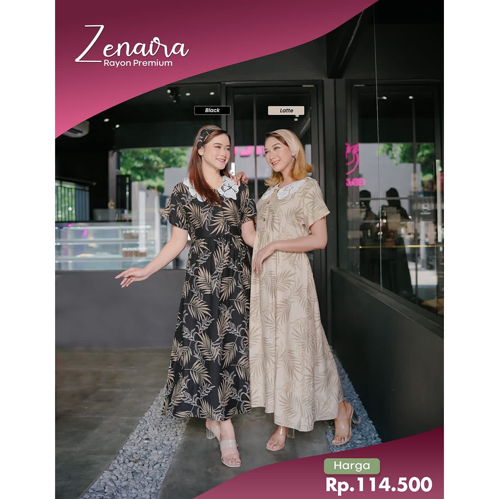ZENAIRA DRESS BY GHINA || DRESS GHINA || DRESS WANITA || DRESS LENGAN PENDEK || DASTER LENGAN PENDEK