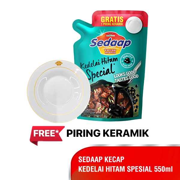 

Sedaap Kecap Kedelai Hitam Special Pouch 520mL Plus Gratis Piring