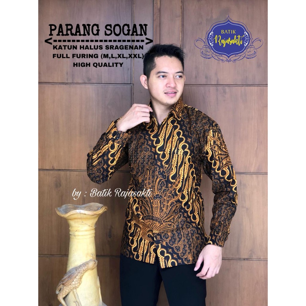 PARANG SOGAN RAJASAKTI KEMEJA BATIK SOLO PRIA LENGAN PANJANG LAPIS FURING ATASAN BATIK PREMIUM MODERN KATUN HALUS BAHUWIRYA  BANAMITRA BANAMITRA PUTIH BANGSAWAN BAYU PUTRA BERLIAN BIRU BHARATAYUDA BIMASENA BIRENDRA BIRU INDAH BRAHMAKERTA BRAHMAKERTA MERAH