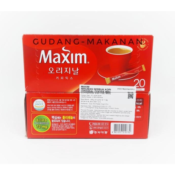 

Maxim Coffee Mix Original Korean - Original 20sachet - Standard