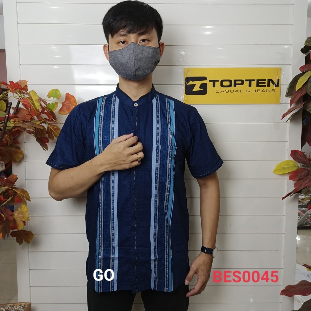 bego BIHALAL/TOPTEN KEMEJA KOKO TAQWA Atasan Muslim Katun Lengan Pendek Pakaian Pria Murah