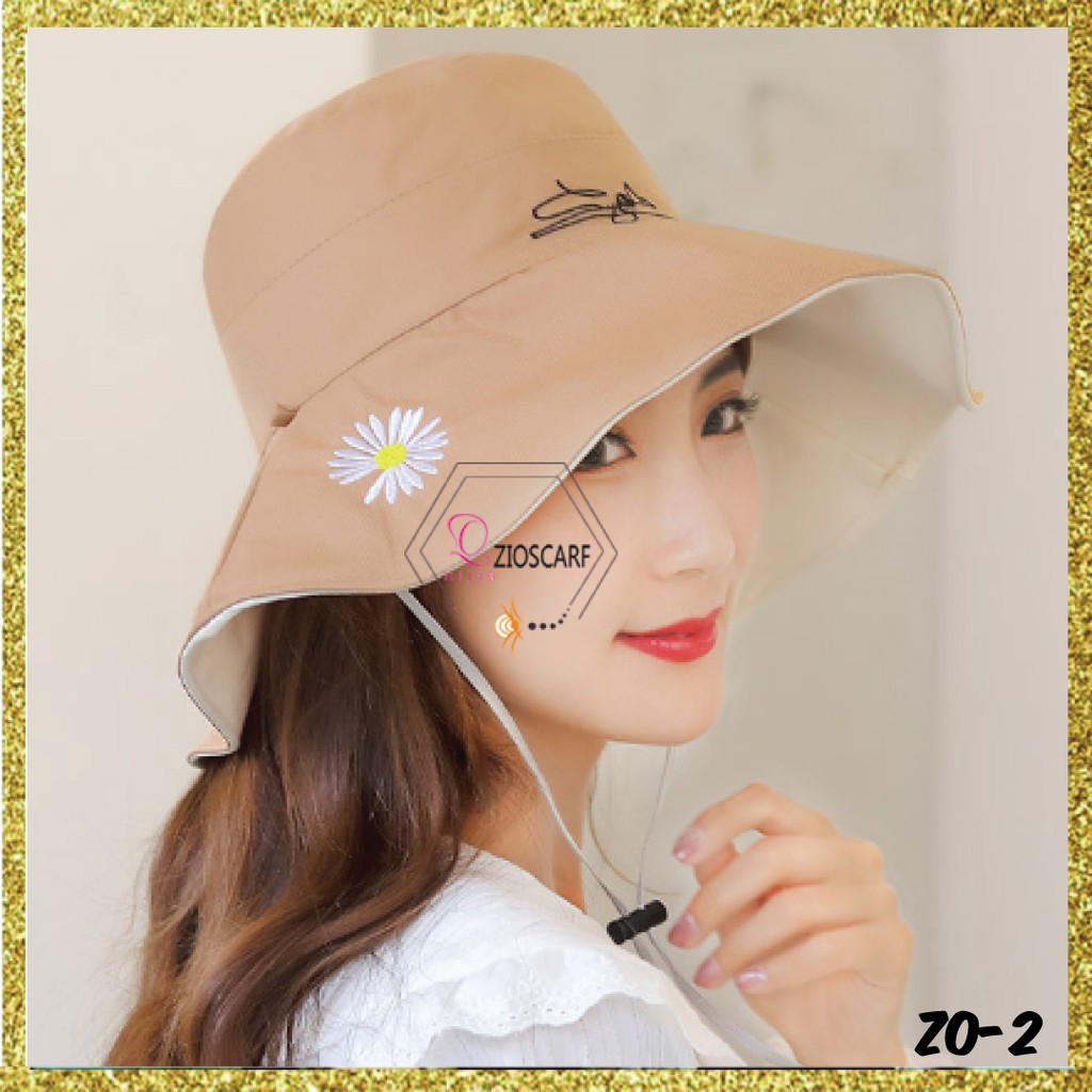 TOPI PANTAI OUTDOOR VISOR PELINDUNG SUMMER BUCKET ANTI UV MATAHARI LIPAT LEBAR IMPORT WANITA PRIA ZO