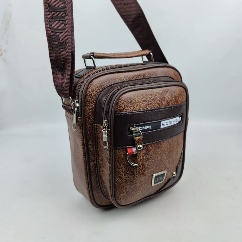 Tas Selempang Pria Kulit Sintetis Import merk Polo Amstar 9 Inch