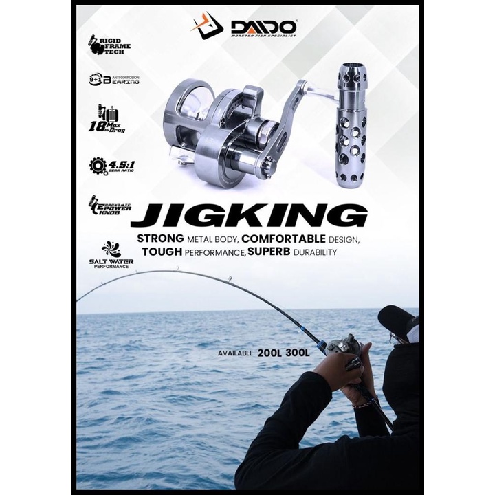 Reel Daido Jigking Overhead Metal Body Ukuran 200L 300L