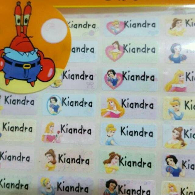 

sticker label nama waterproof size S. Princess 2