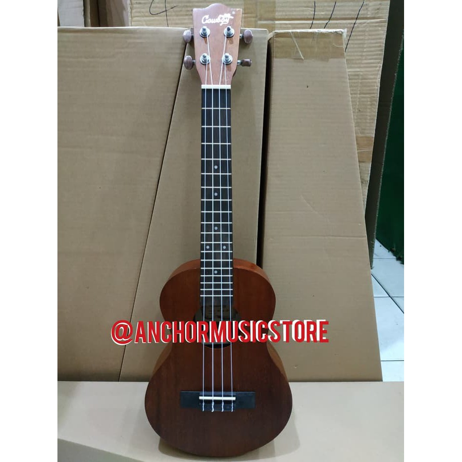 UKULELE TENOR ELEKTRIK COWBOY warna coklat full set