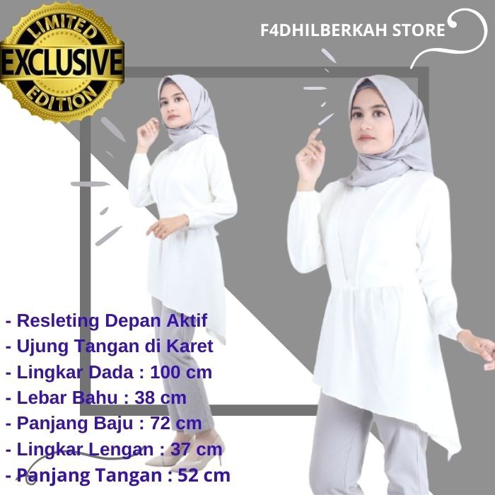 Blus Blouse Putih Atasan Wanita Lengan Panjang Model Terbaru Murah fashion Muslim A27