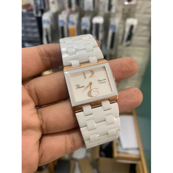Jam Tangan Original Alexandre Christie Keramik Putih