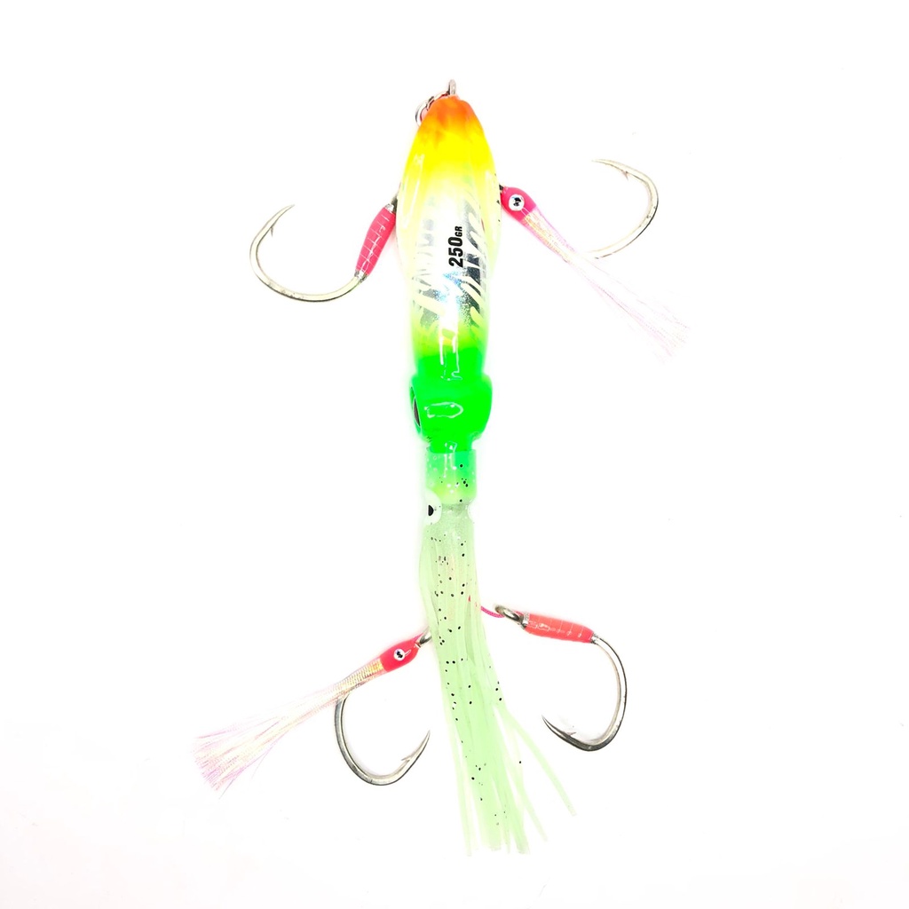 Umpan Lure Metal Jig Cumi 250gr GID The Angler Series + 2 Assist Douubble Hook GID 4/0