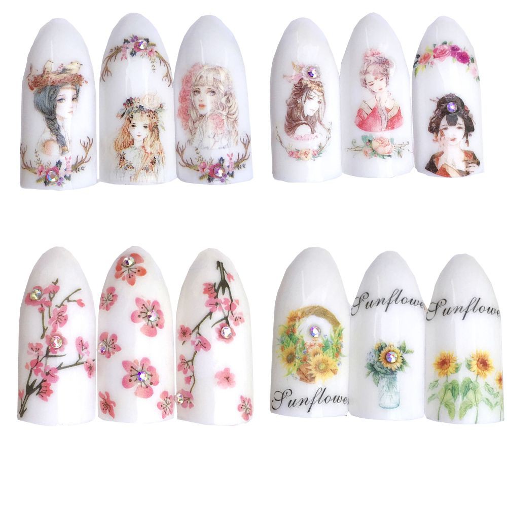 Mxbeauty Stiker Kuku Motif Bunga Daisy 3d Transfer Air Untuk Nail Art / Manicure / Hadiah