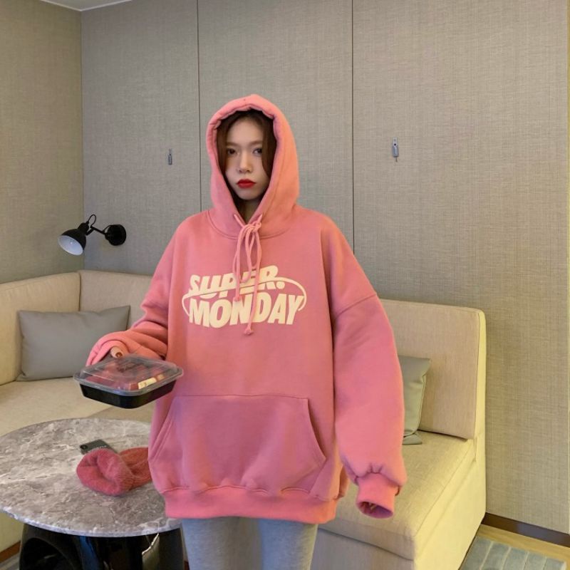 Hoodie MONDAY VIBES (S - 6XL) Jaket Jumper Korean Style BIGSIZE Super Monday Sweatshirt Harajuku Pria Wanita Jacket Boy Girl BIG SIZE M L XL XXL XXXL XXXXL 3L 4L 5XL Fanta Fuschia Burgundy Pink Baby Grey