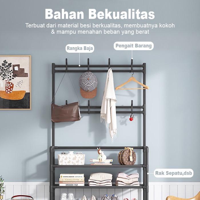 Stand Hanger / Rak Portabel Multifungsi / Topi Baju Tas Jaket Sepatu Buku / Rak 4 Susun