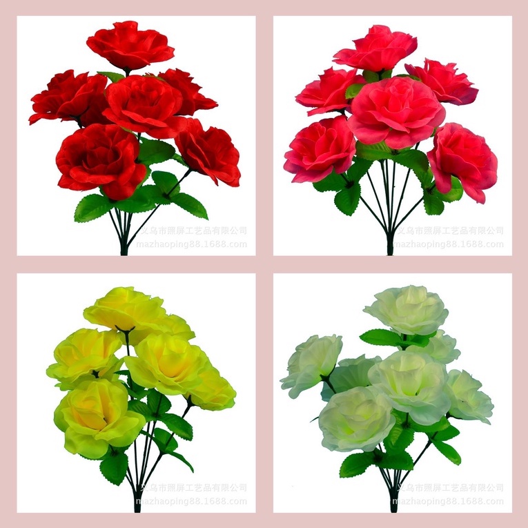 BUNGA ARTIFICIAL MAWAR 7 TANGKAI KUNTUM / BUNGA PLASTIK DEKORASI WEDDING HIASAN RUANGAN