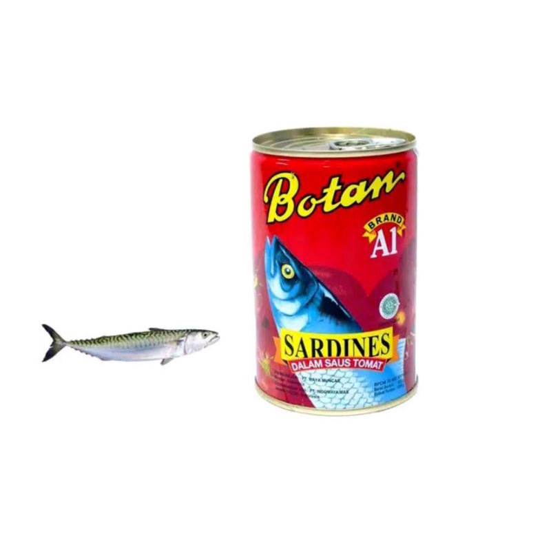 Botan makanan kaleng instan ikan Mackerel Sardines 155Gr