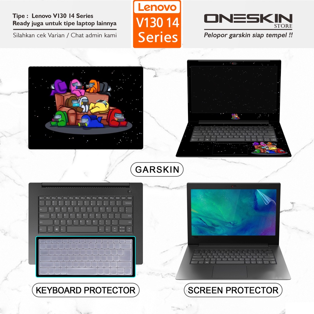 Garskin Sticker Laptop Pelindung Keyboard Screen Protector Lenovo V130-14 15 14IGM 14IKB 15IGM 15IKB Gambar Full Body Silikon Bening Glossy Doff