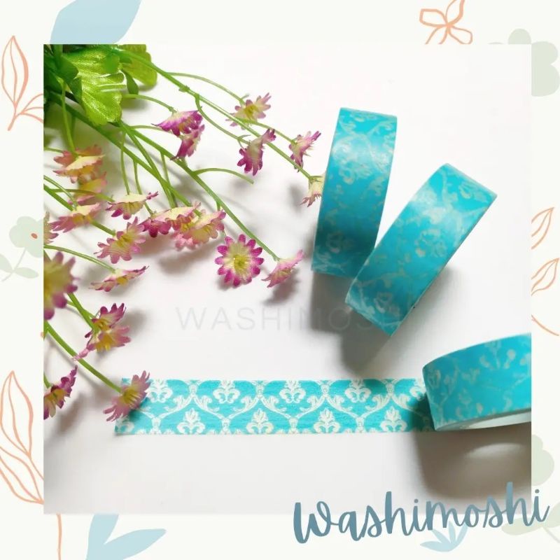 

Washimoshi Masking Washi Tape Blue Lace Design (10 meter)