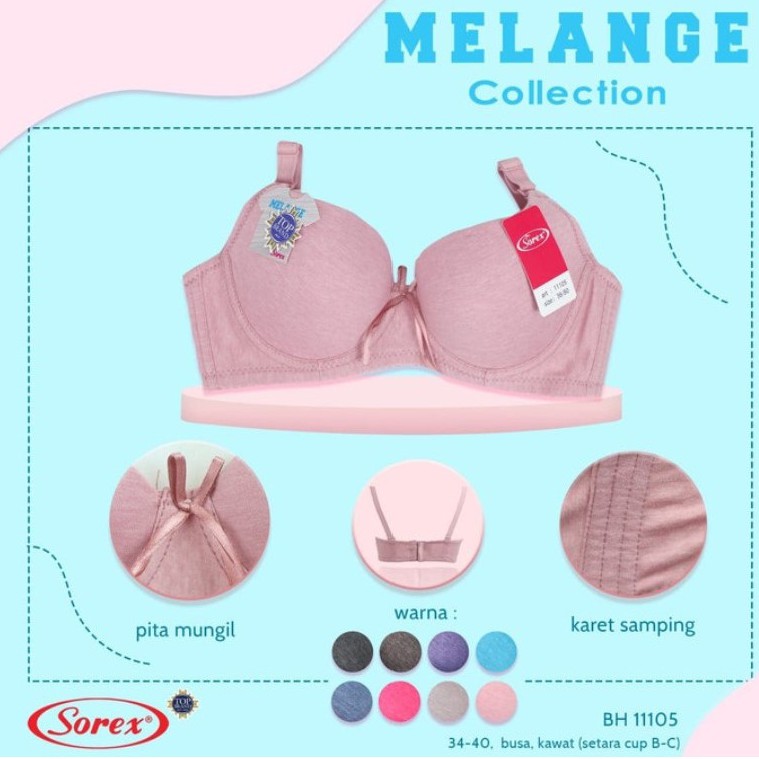 BRA / BH SOREX 11105 BASIC Busa Kawat Polos 3/4 cup Size 34 36 38 40  Wanita BK kait 3 harian daily