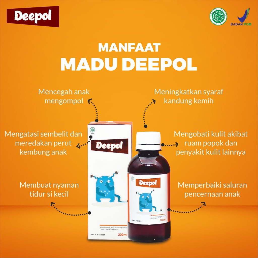 Madu Deepol - Madu Solusi Anak Ngompol Ompol &amp; Obati Kulit Akibat Ruam Popok Sakit Kulit Atasi Sembelit Redakan Perut Kembung Isi 200ml