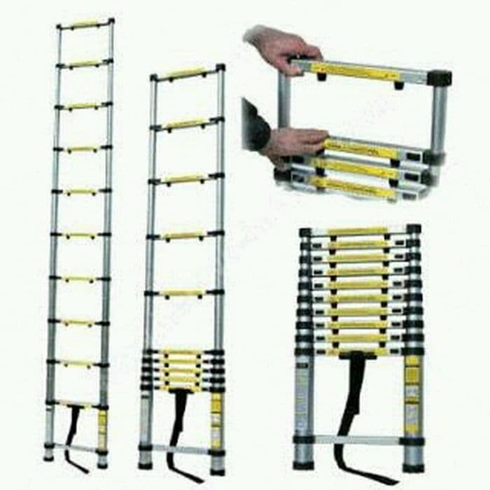 Tangga Lipat Aluminium Teleskopik 4,1M Single Telescopic Ladder 4,1 M  EAK