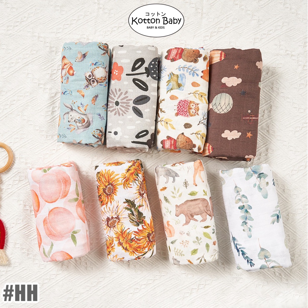 [ORGANIC KATUN] Earth Tone Premium Kain Bedong Muslin Bayi | Baby Swaddle Muslin Bamboo | Selimut Bayi Catalog HH