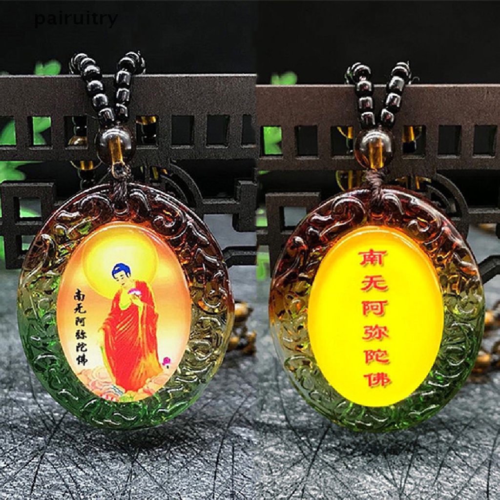 Prt Kalung Tali Dengan Liontin Jimat Buddha Namo Amitabha Kaca Untuk Priawanita PRT