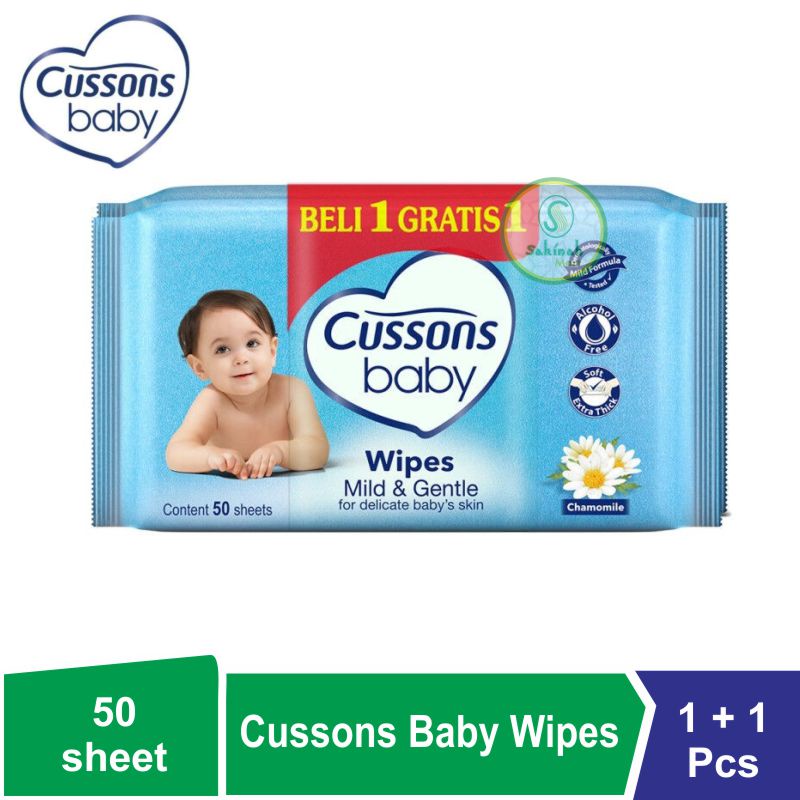 Cussons Baby Wipes Tisu Basah Bayi 50s+50s Beli 1 Gratis 1