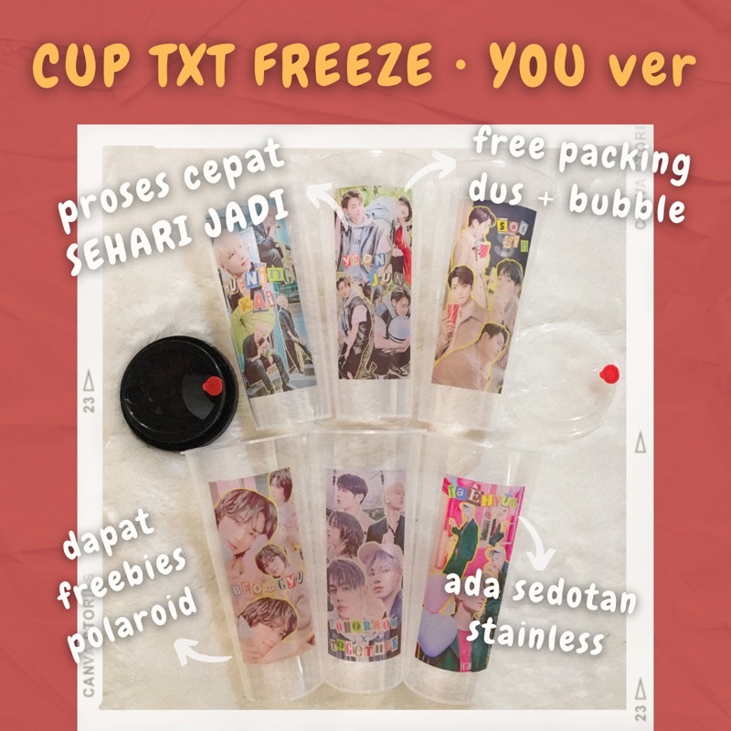 TANPA PO ‼️ 700 ML REUSABLE CUP TXT FREEZE BOY / TUMBLER MINUM YEONJUN SOOBIN BEOMGYU TAEHYUN HUENINGKAI