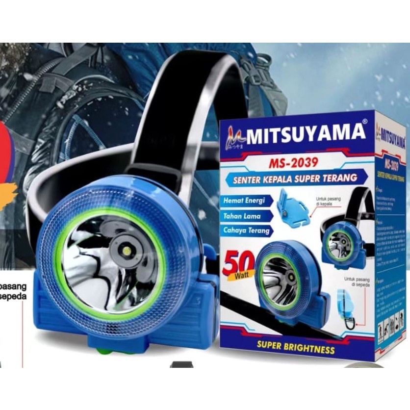 Barangunik2021 -Senter Kepala Super Terang Mitsuyama MS-2039 Super Brightness Charger/Headlamp super Brightness 50watt