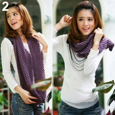 Dijual Scarf  Syal  Syal Melingkar Leher Wool Rajut Korea Ungu Berkualitas