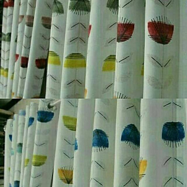 Gorden blackout blazer Bunga Tulip Shafira Merah dan Biru tirai minimalis Gordyn