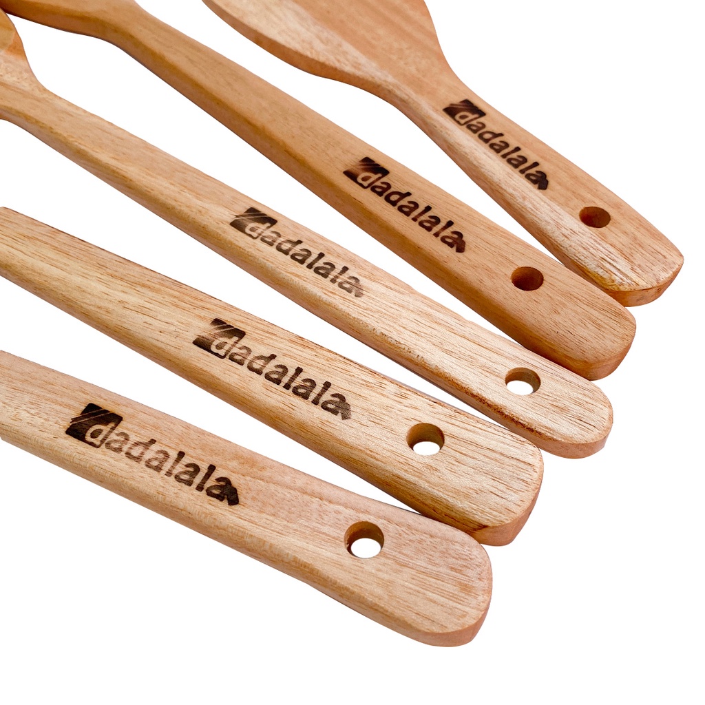 DADALALA Sodet Kayu Set (Isi 5) Bahan Kayu Mahoni Anti Lengket Panjang 35 Cm - Isi Spatula Kayu, Solet, Sendok Sayur, Centong Nasi