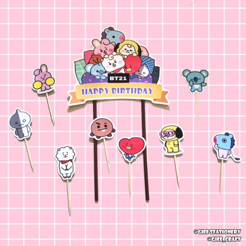 Cake Topper BT21 / Topper Kue BT21 / Hiasan Kue BT21 / BT21 - BTS