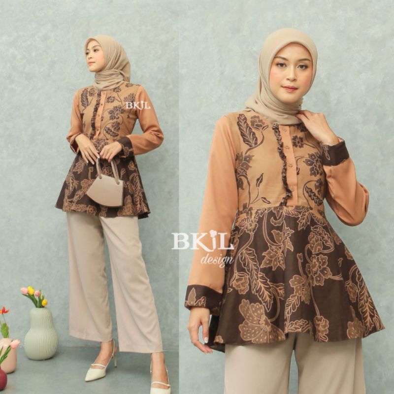 Blus Batik Trendi/ Blus Batik Kombinasi/ Batik Kantor