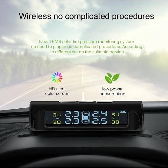 Monitor Tekanan Angin Ban Mobil Wireless TPMS Solar Power