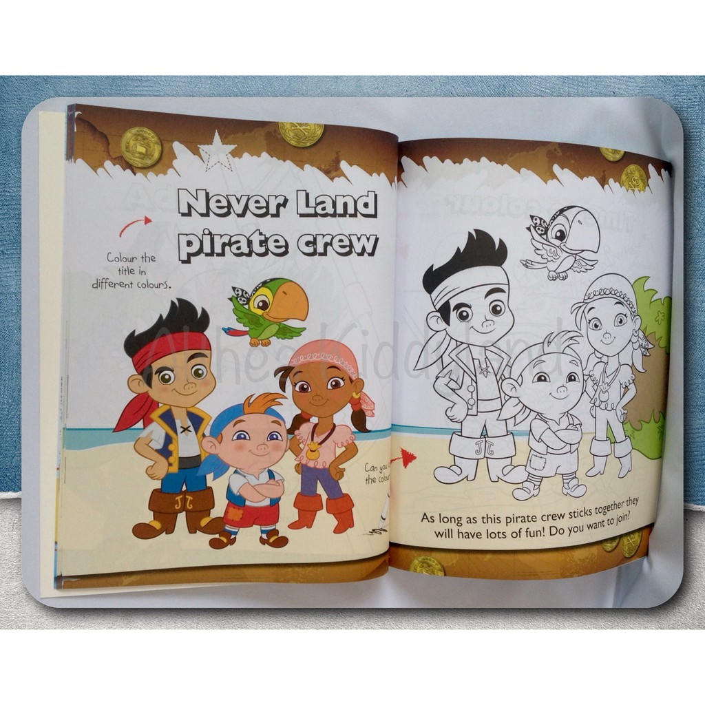 Buku Import Untuk Belajar Mewarnai Jake Never Land Pirates Lengkap Dengan Pensil Warna