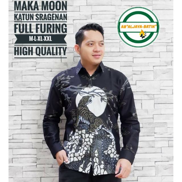 Kemeja Batik Lengan Panjang/Hem Batik Lengan Pendek MAKA MOON Bahan Katun Sragenan Adem Dipakai