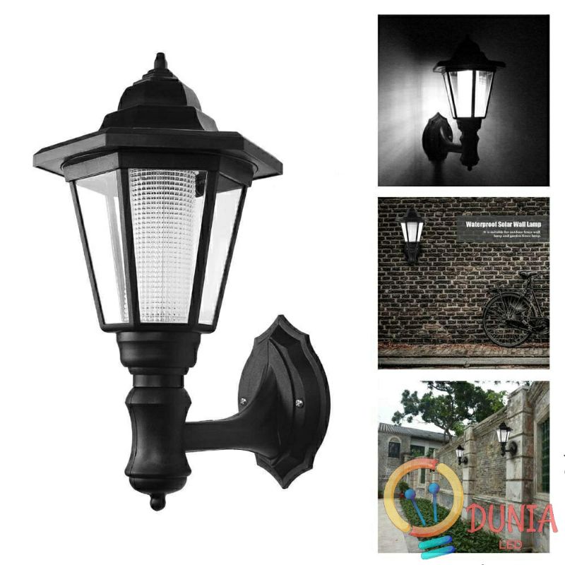 Solar LED Wall Lamp Outdoor Fence Garden Light Palace Design Lampu Solar Taman Model Hexagonal