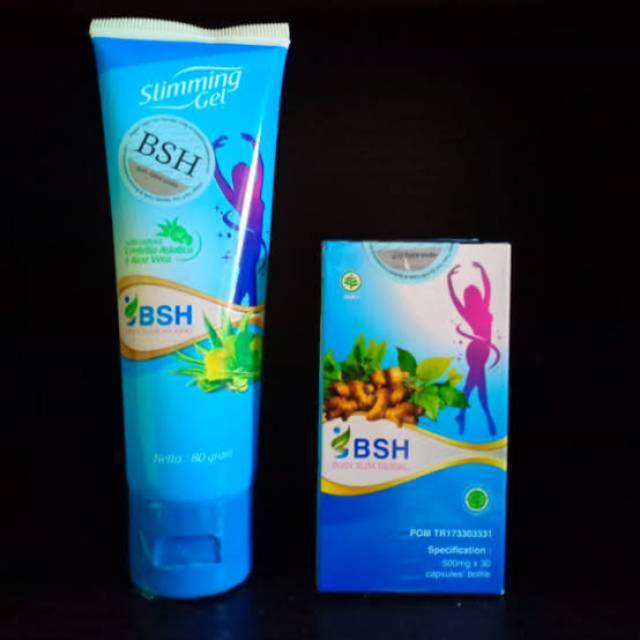 PAKET PELANGSING BSH ORIGINAL (BODY SLIM HERBAL) TERDIRI DARI 1 KAPSUL + 1 SLIMMING GEL