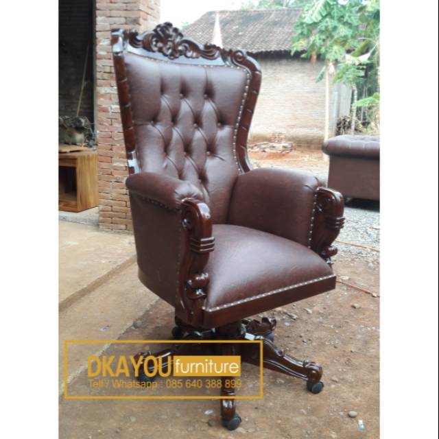 KURSI DIREKTUR JATI MEWAH KLASIK, KURSI KERJA JATI