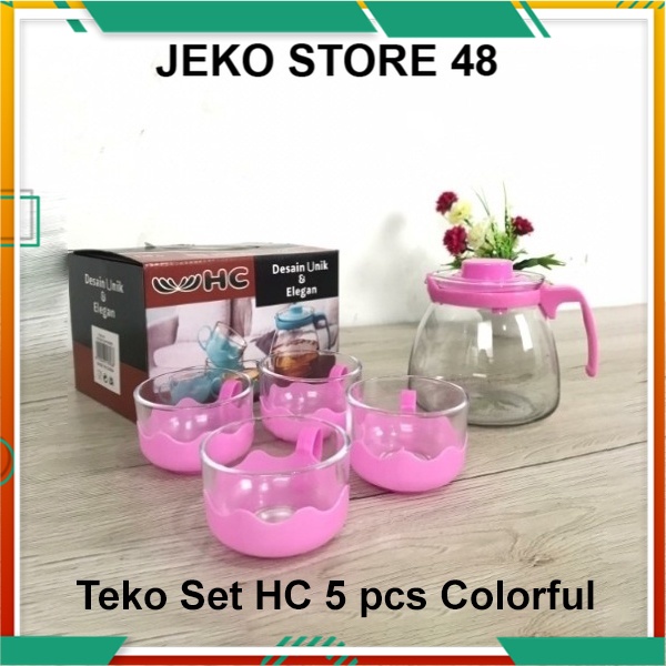 HC Teapot Set 5 Pcs / Teko set / Teko kaca / Cangkir kopi / Teapot Desain Unik dan Elegan JK Jeko St