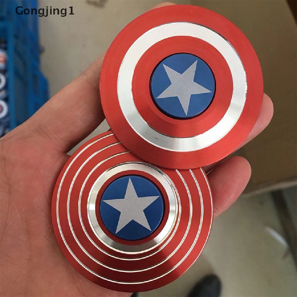 Gongjing1 (cod) Mainan fidget Spinner Bentuk Perisai Captain America Bahan Alloy