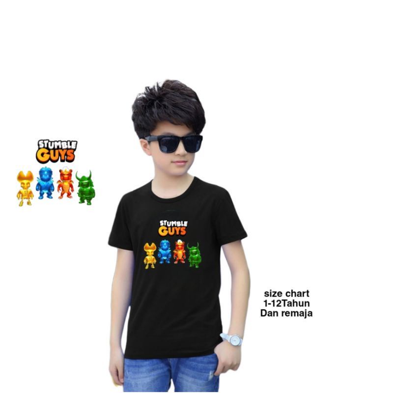 Baju Kaos Atasan Anak cowok cewek/Remaja STUMBLE GUYS(D2) ukuran S.M.L.XL.2XL.3XL 4XL.5XL