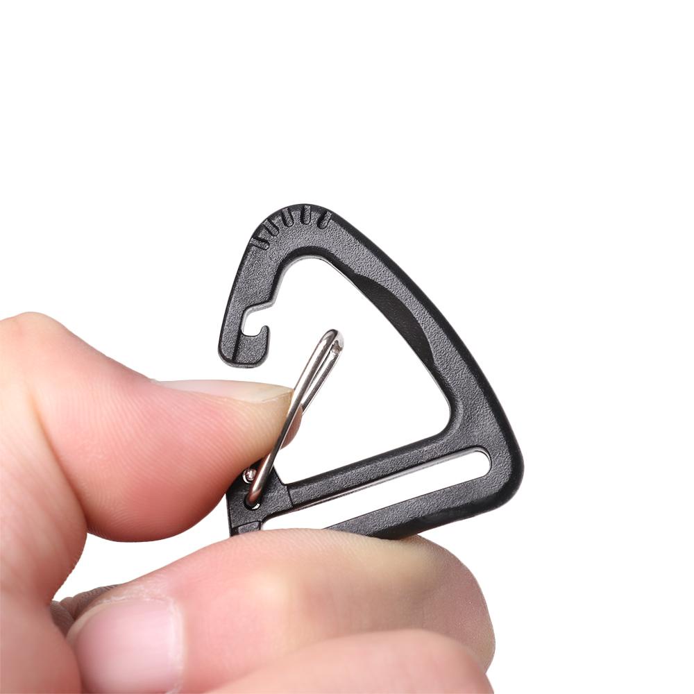 CHOOKYY 2/5pcs Triangle Carabiner Black Plastic Alloy Outdoor Tool Keychain Belt Buckles