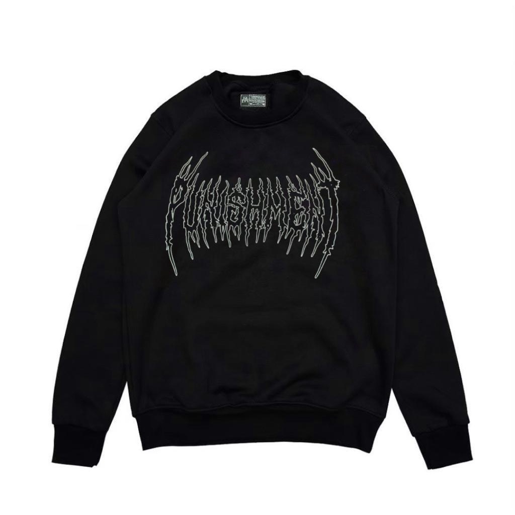 SWEATER HITAM CREWNECK METAL BEAR PUINS BASIC SWEATER KEEP SEARCHING M-L-XL ( COWO/CEWE )