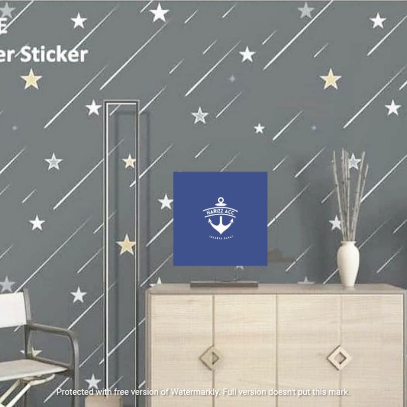 WALLPAPER STIKER DINDING BINTANG JATUH GREY