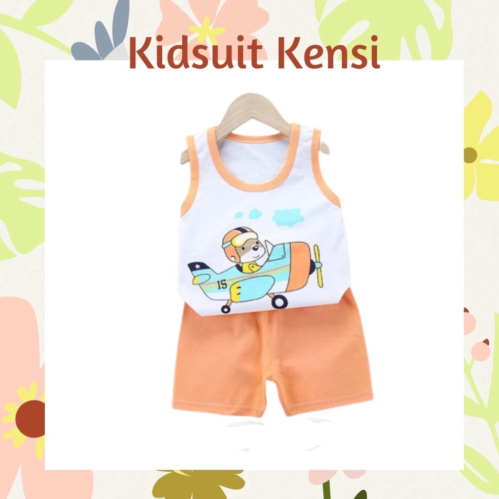 Plazababyku KIDS SUIT KENSI Setelan Anak Bahan Kaos Lengan + Celana Berkualitas Import 0-3 Tahun ebv