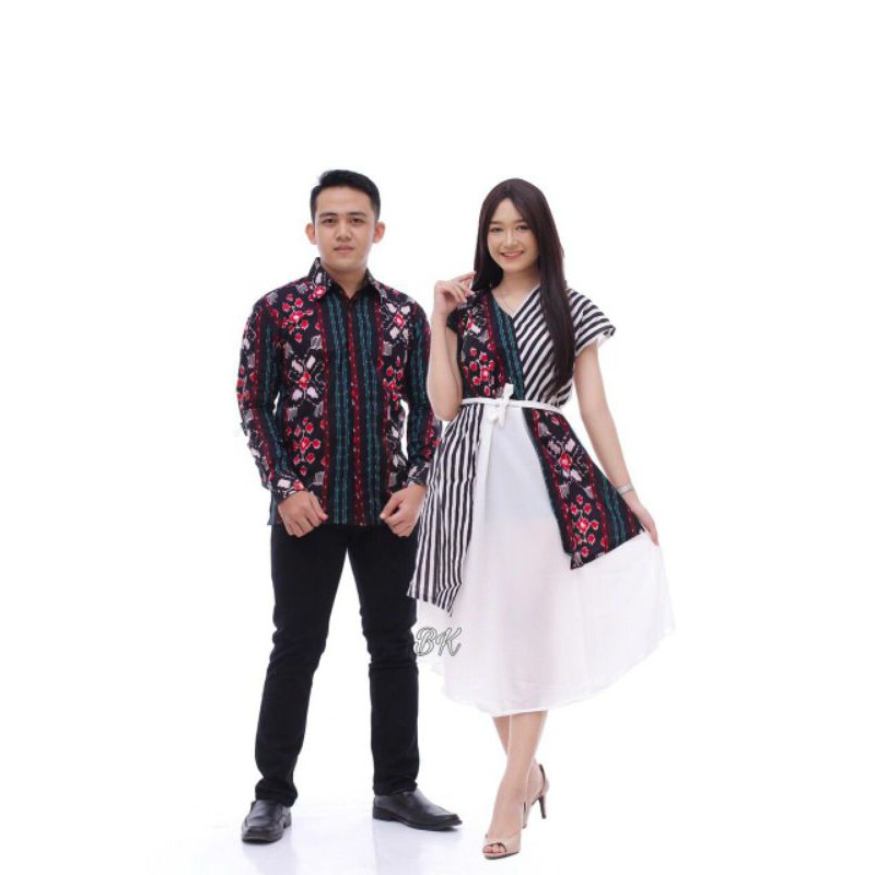 COUPLE DRESS ANDIEN ANDIN IKATAN CINTA AMANDA MANOPO BATIK KOMBINASI TOYOBO MOSCREPE TILE EXCLUSIVE